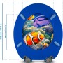 Sanfino WC-Sitz Nemo: Toilettendeckel aus Holz mit Absenkautomatik und blauem Korallenriff-Motiv.
