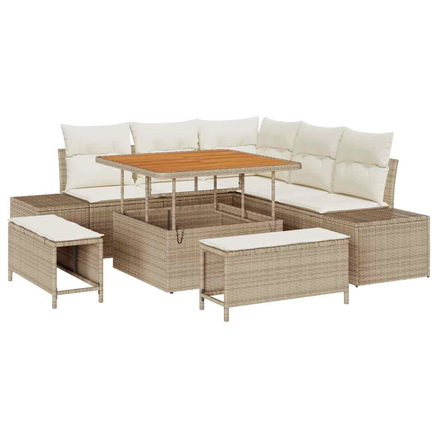 vidaXL Garten-Sofa-Set mit Kissen 8-Tlg Beige Poly Rattan 3362776 günstig online kaufen