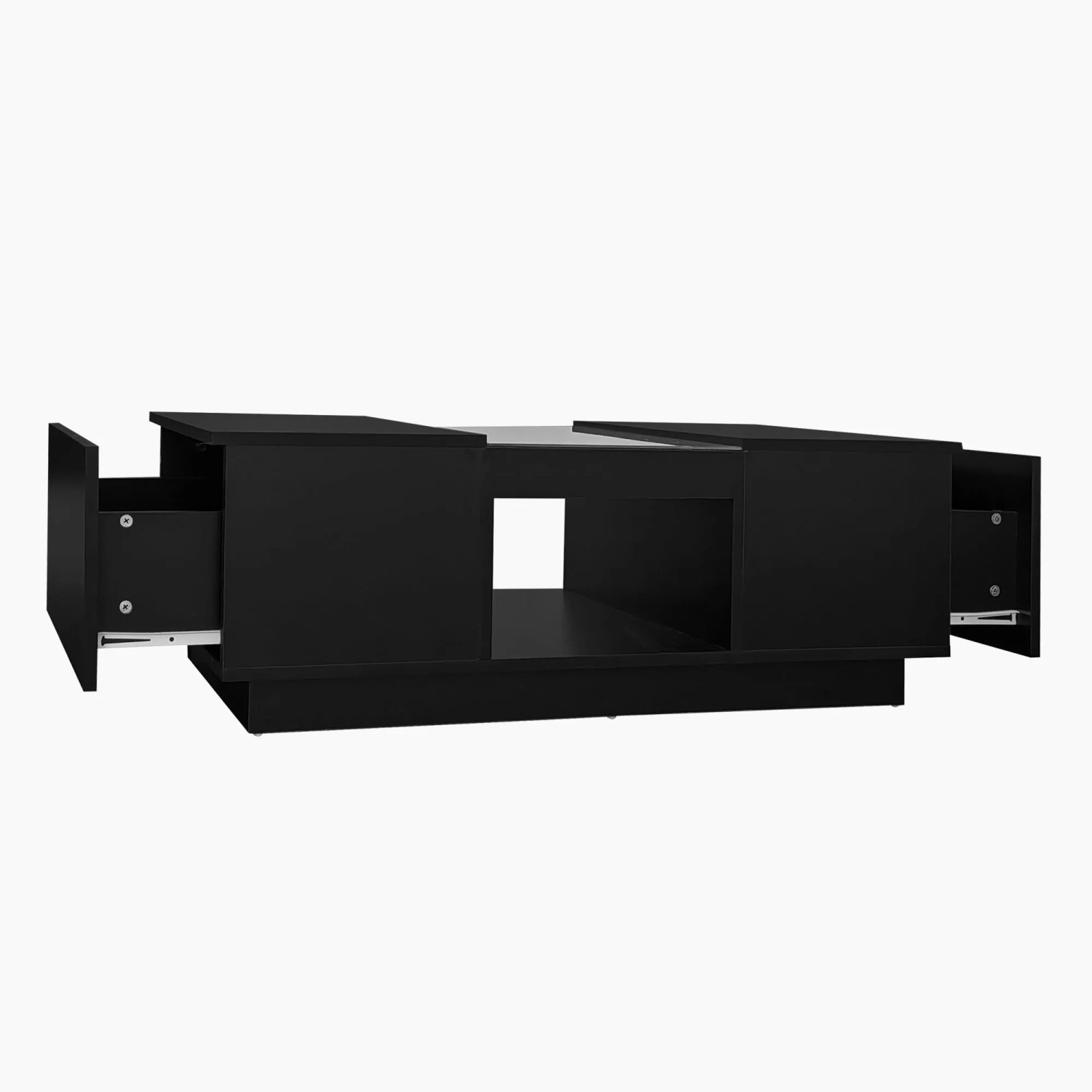 okwish Couchtisch mit LED App-Steuerung 2 Schubladen 100x50x35.5cm Schwarz