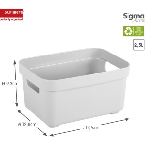Weiße Sunware Aufbewahrungsbox Sigma Home, 2,5 l, aus Recyclingmaterial mit Griffen.
