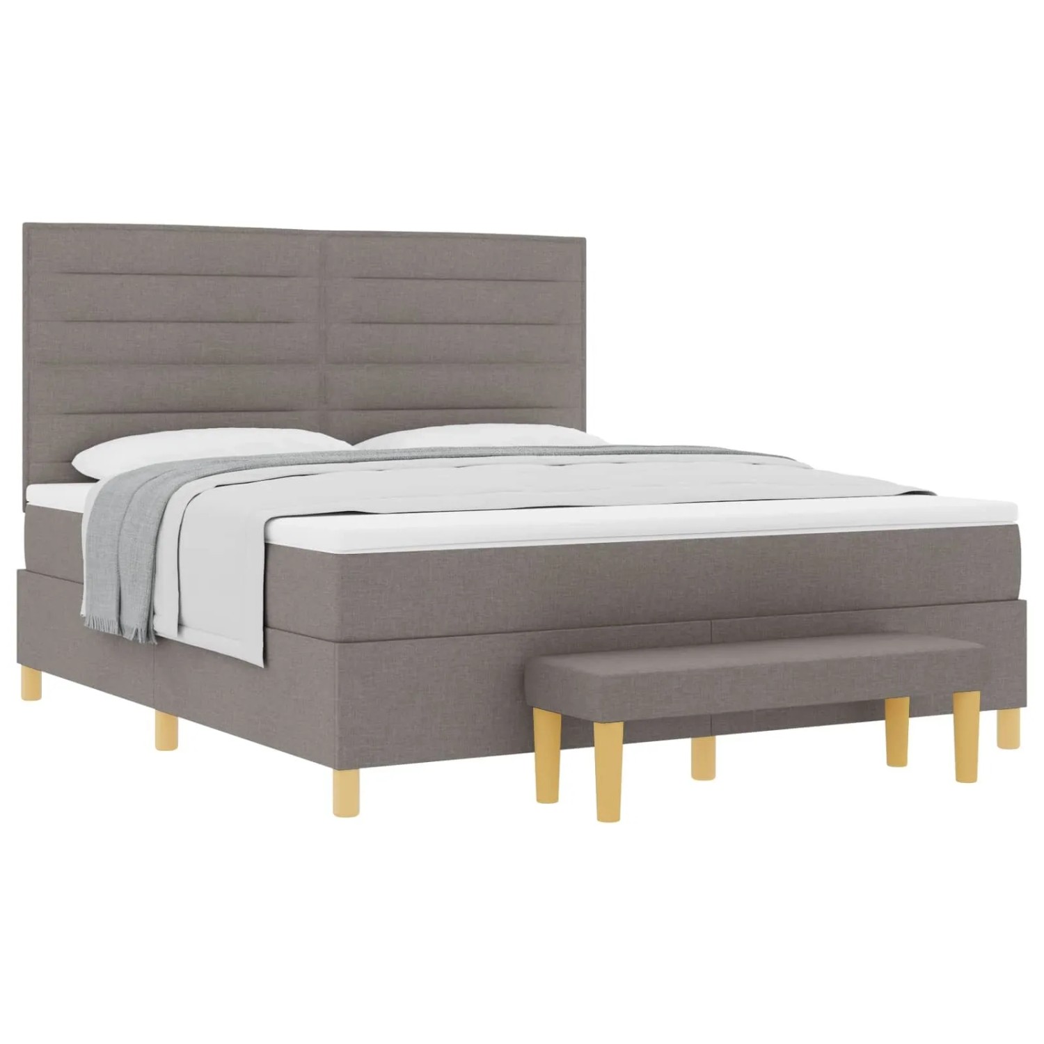 vidaXL Boxspringbett mit Matratze Taupe 180 x 200 cm Stoff 3344244