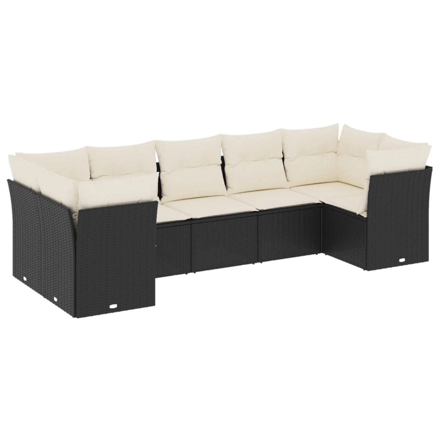 vidaXL 7-tlg Garten-Sofagarnitur mit Kissen Schwarz Poly Rattan Modell 51 günstig online kaufen