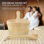 LuxeBath Saunazubehör Set 2 Teilig aus Massivem Kiefernholz Aufgusskübel und Schöpfkelle_4