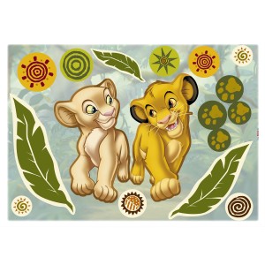 Komar Deko-Sticker Simba und Nala, Wandtattoo mit Löwen-Motiv für Kinderzimmer.