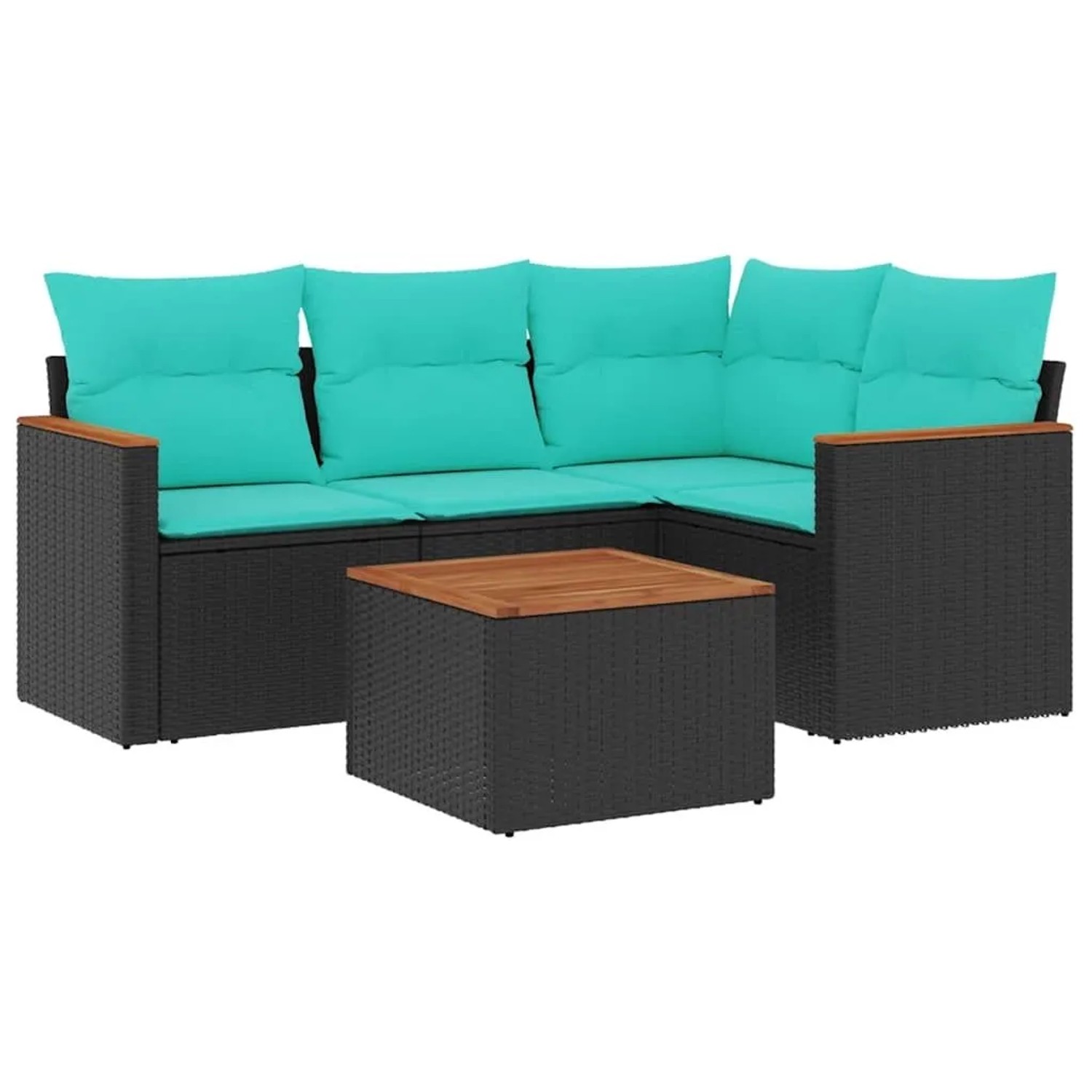 vidaXL 5-Tlg Gartensofa-Set mit Kissen Schwarz Polyrattan 3225938 günstig online kaufen
