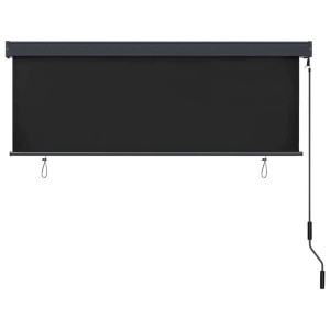 Anthrazitfarbenes vidaXL Outdoor-Rollo aus Stoff und Aluminium mit Handkurbel. Ideal für Fenster, Balkon, Terrasse.