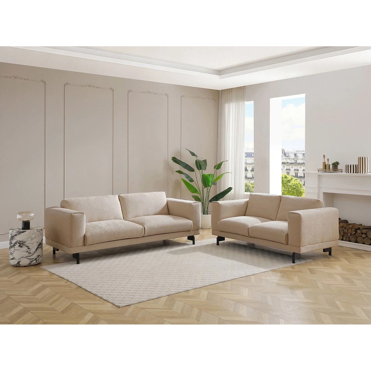 Vente-unique Sofa Ohne Schlafmöglichkeit Dembola Beige 172 cm  220 cm
