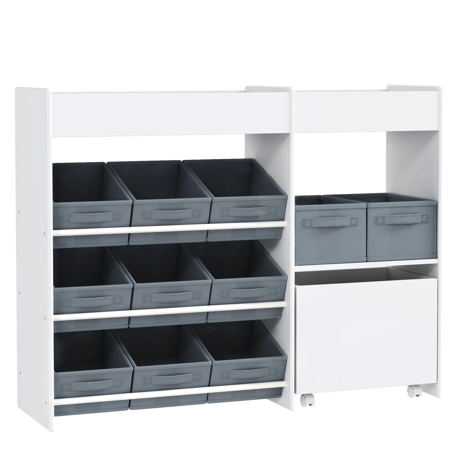 AIYAPLAY Kids Storage Shelf MDF Vliesstoff 105L x 30B x 80H cm Weiß