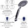 Wenko Brauseset Young Chrom: Handbrause mit 5 Strahlarten, geeignet für Durchlauferhitzer.