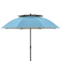 Blauer Doppler Strandschirm Windprofi Neo 200 mit Windventil und Fiberglas-Streben.