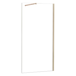 AICA Walk-In Dusche 140x200cm mit goldener Stabilisierungsstange und 8mm ESG Glas.
