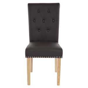 CHEFGASTRO Esszimmerstuhl 2er-Set Gepolstert 98x47x62cm Sitzhöhe 42cm Nieten Kunstleder Helle Beine Schwarz