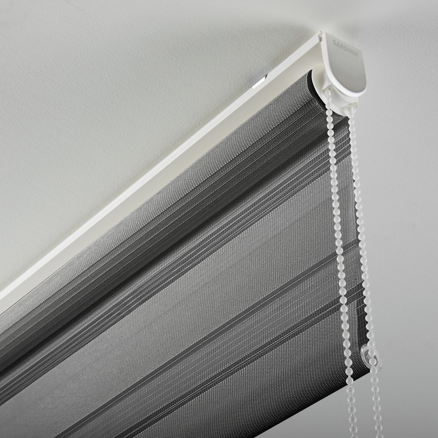 Gardinia Doppelrollo EasyFix, 45x150 cm, anthrazit. Rollo mit transparenten und blickdichten Streifen.