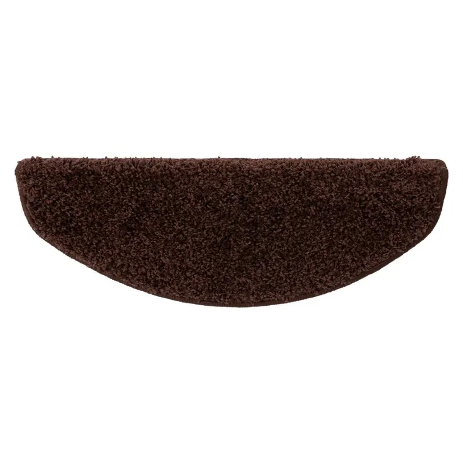 Halbrunde, dunkelbraune Shaggy Stufenmatte Barcelona, 23,5x65 cm. Treppenschutz für Innen.
