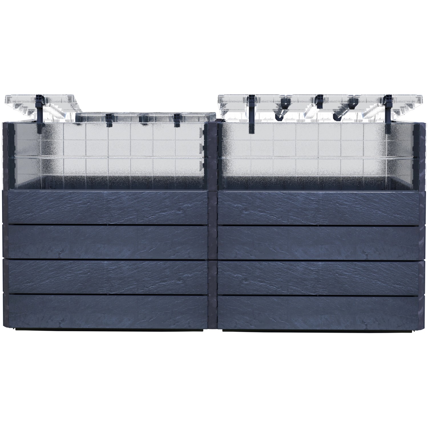 Garantia Hochbeet-System Ergo Quadro Stone, 80x160x80cm mit Frühbeetabdeckung.