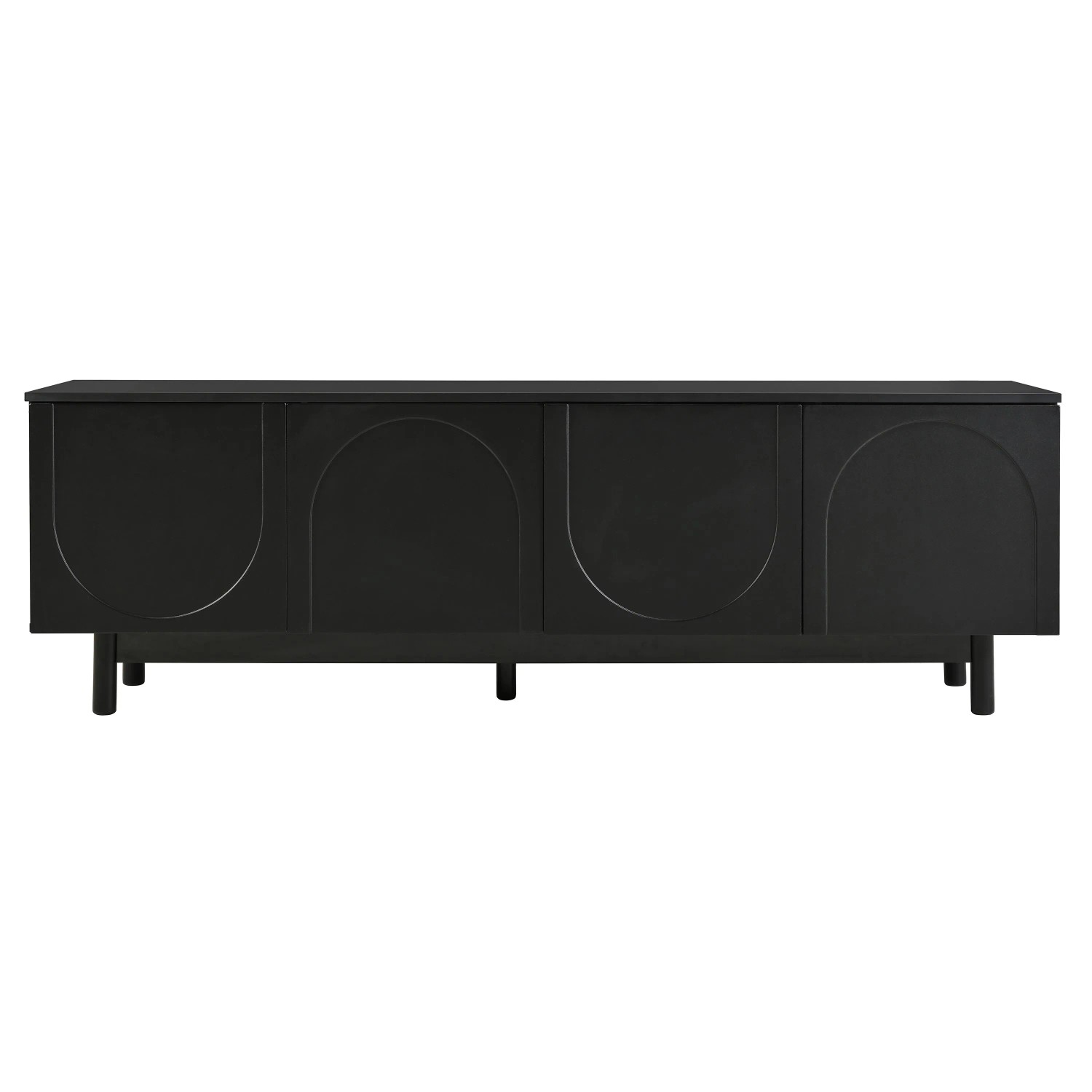 okwish TV Schrank mit Einlegeplatten Lowboard Luxusstil 175x38x56cm Schwarz