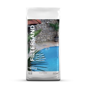 Filtersand Pool, 25kg Kristall-Quarzsand, Körnung 0,4-0,8mm im Sack.