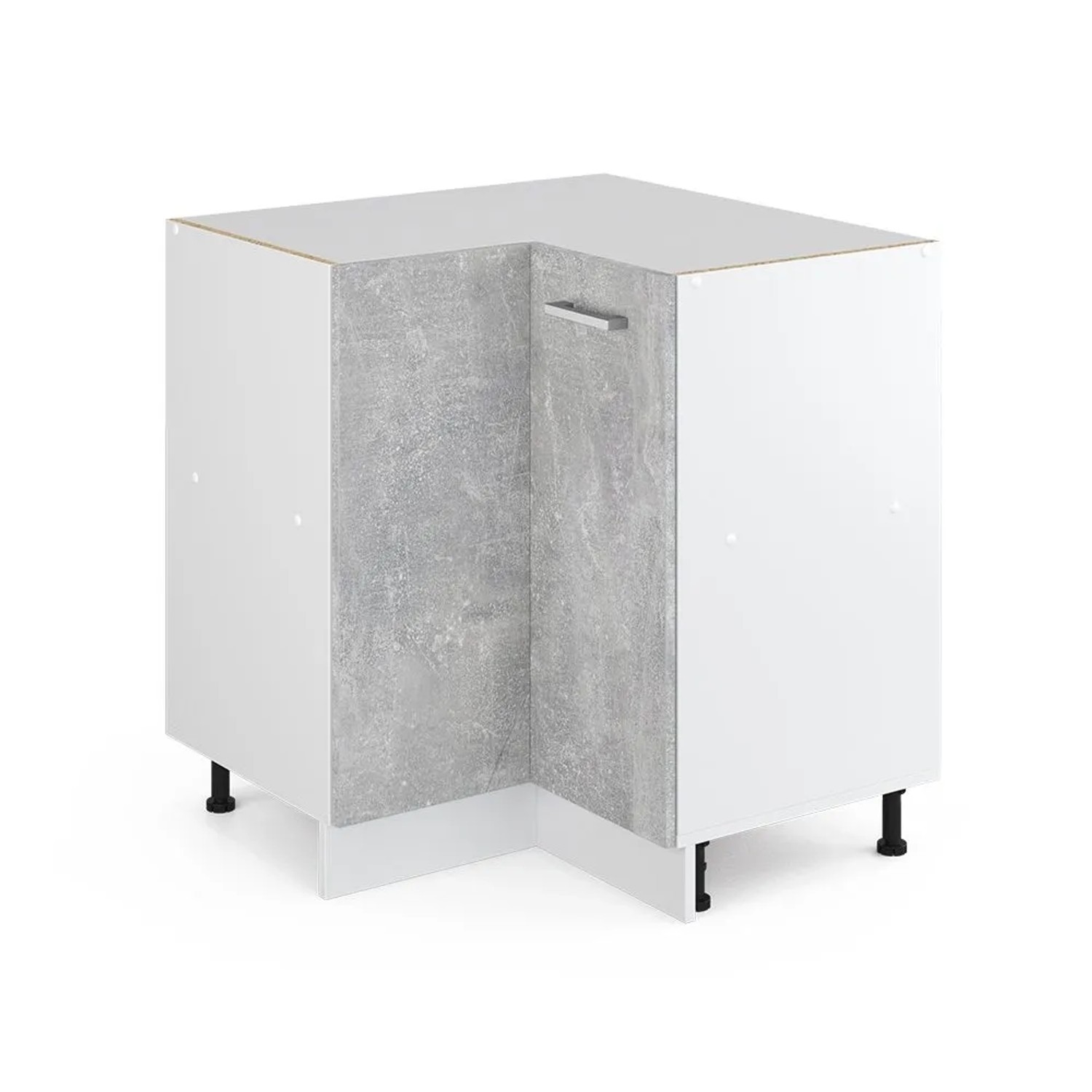 Vicco Eckunterschrank R-Line Küchen Eckschrank Beton Weiß 76 cm ohne Arbeitsplatte