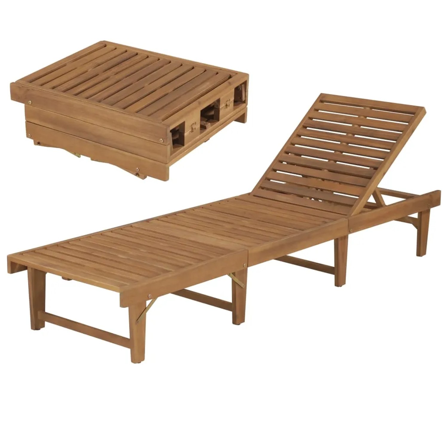 vidaXL Sonnenliege Klappbar Massivholz Akazie 44253