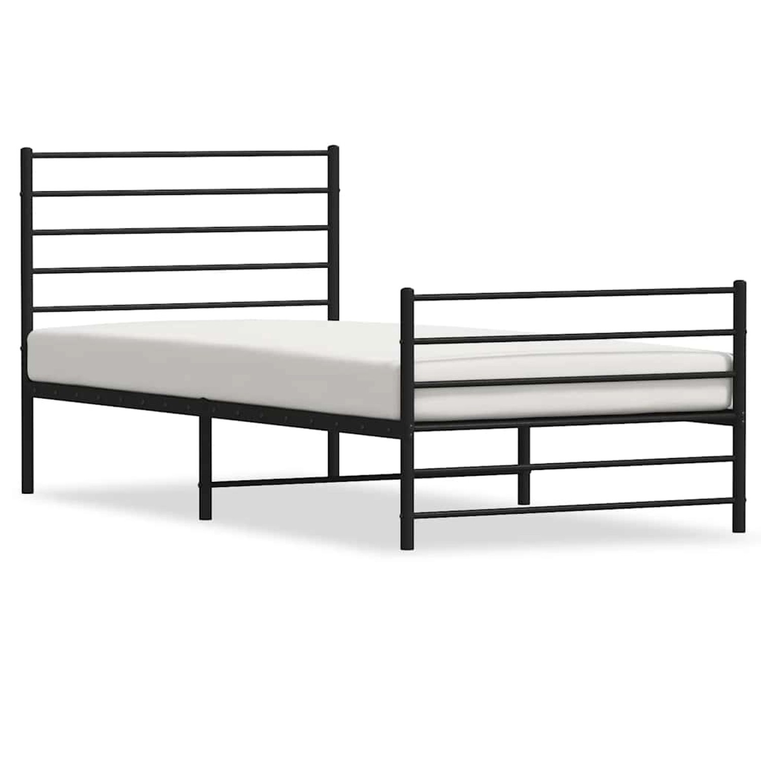 vidaXL Bettgestell mit Kopf- und Fußteil Metall Schwarz 100x200 cm 352332