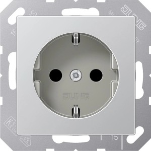 Jung Steckdoseneinsatz A500 Alu mit erhöhtem Berührungsschutz.