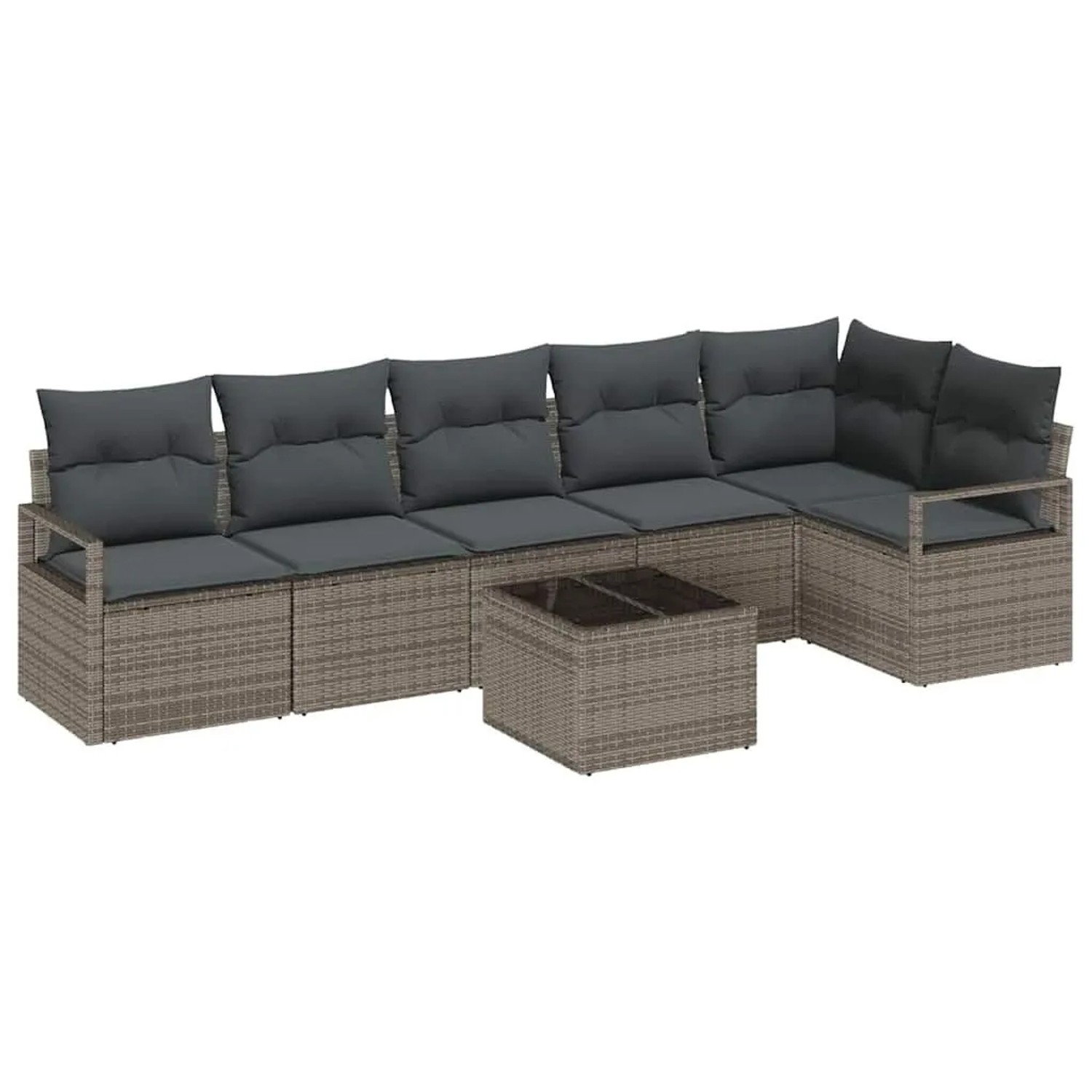 Thumbnail - vidaXL Gartensofa-Set mit Kissen 7 Stk Hellgrau Poly-Rattan 3355078
