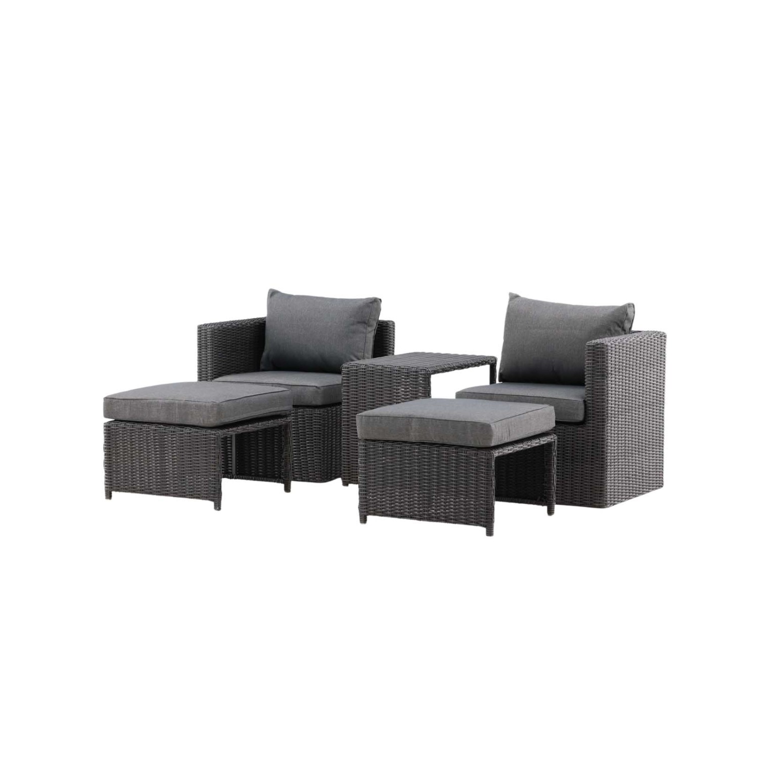 ebuy24 Quad Lounge-Set 5 Teile Schwarz