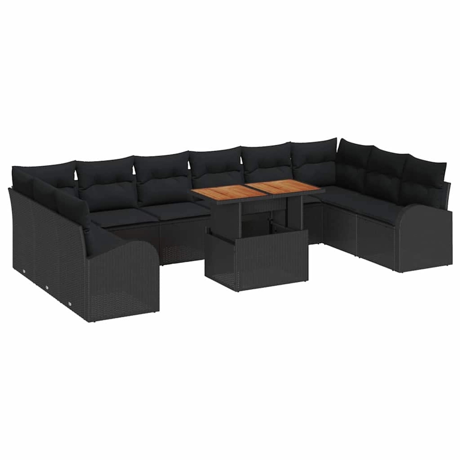 vidaXL Garten-Sofa-Set mit Speicher 11-Tlg Schwarz Poly Rattan 3358375 günstig online kaufen