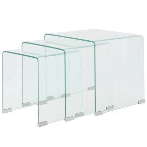 vidaXL Dreiteiliges Satztisch-Set aus Gehärtetem Glas Transparent 244190