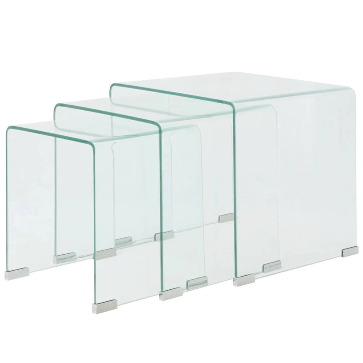 vidaXL Dreiteiliges Satztisch-Set aus Gehärtetem Glas Transparent 244190 günstig online kaufen