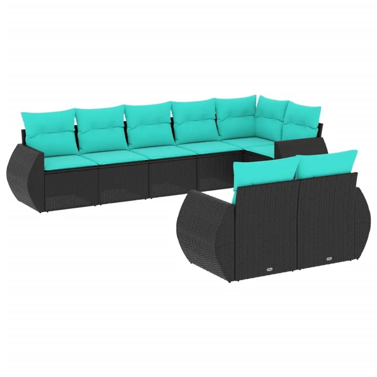 vidaXL 8-Tlg Gartensofa-Set mit Kissen Schwarzes Polyrattan 3221616 günstig online kaufen