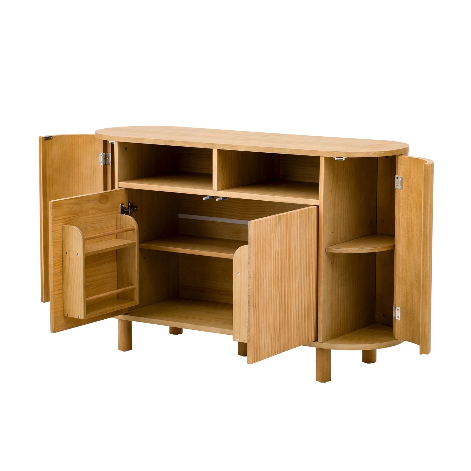 okwish Sideboard mit Kühlschrankähnlichen Türen Flur 120x38x77cm Natur