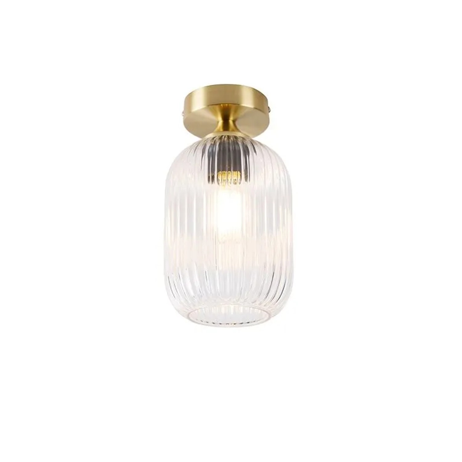 QAZQA Art Deco Deckenleuchte Messing mit Klarglas Banci