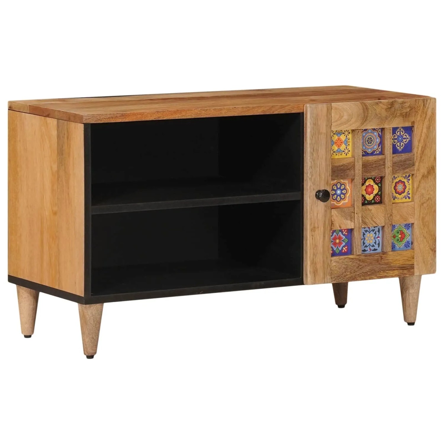vidaXL TV-Schränk mit Tür Natur 80 x 31,5 x 46 cm Massivholz Mango 4018275