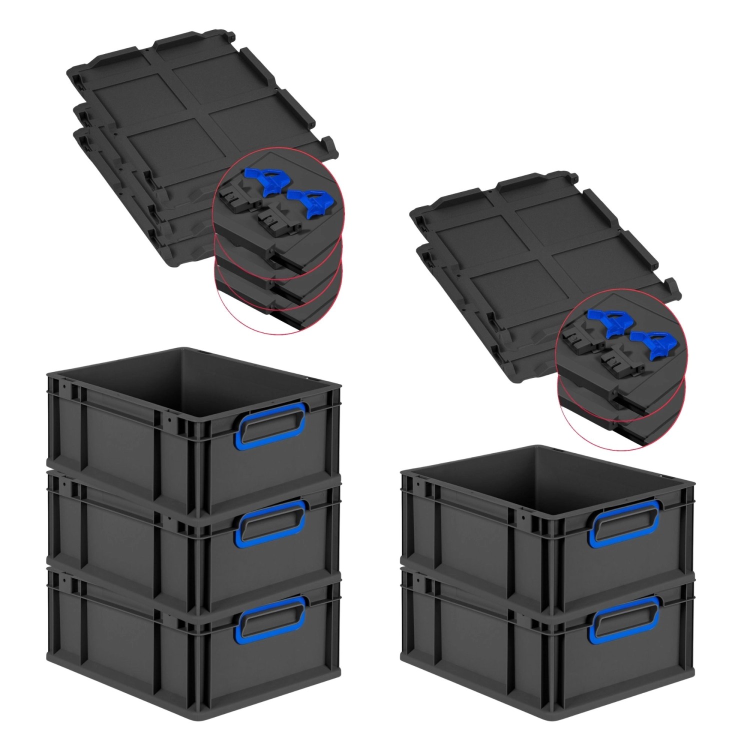 PROREGAL SuperSparSet 5x Eurobox Nextgen Color Mit Scharnierdeckel HxBxT 17 günstig online kaufen