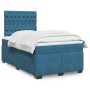 Blaues vidaXL Boxspringbett 120x200 cm mit Samtbezug, Matratze und Kopfteil.