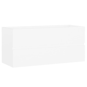 Weißer vidaXL Waschbeckenunterschrank (100x38,5x45 cm) aus Holzwerkstoff mit Schublade.