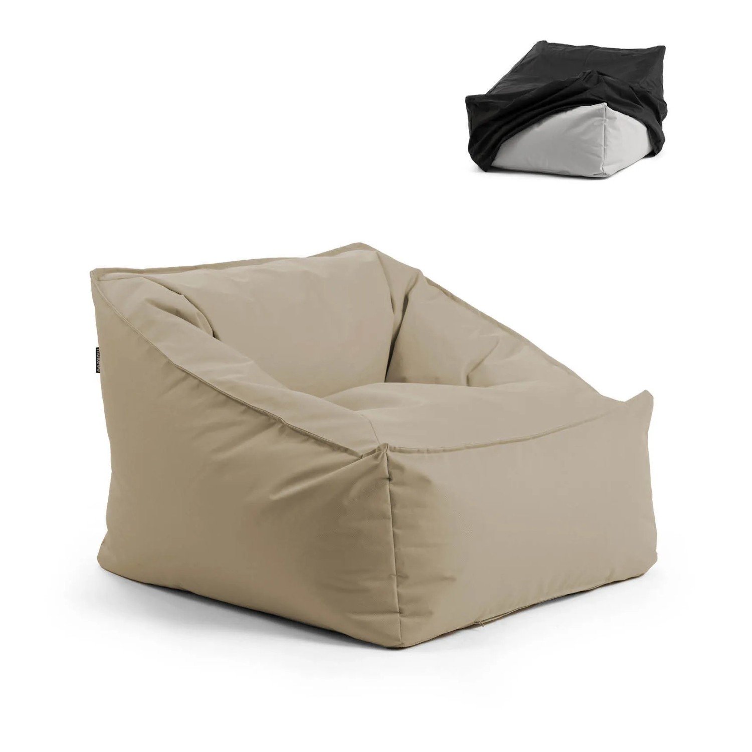 mokebo Gartensessel Der Sunnyboy Bean Bag mit Füllung oder Outdoor Sitzsack mit Schutzhülle in Hellgrau