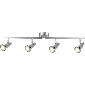 Brilliant LED-Spotrohr Ryan, 4-flammig, Eisen/Chrom, für flexible Lichtausrichtung im Raum.