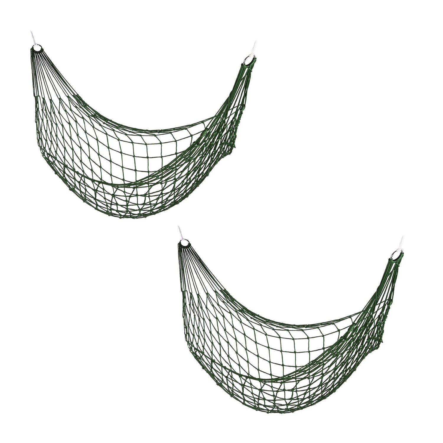 Relaxdays Netzhängematte 2er Set Polyester Grün Leicht 1,5 x 140 x 436 cm