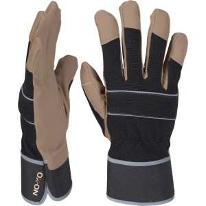 OX-ON Extreme Comfort 4301 Arbeitshandschuhe, schwarz-braun, Gr. 9, mit verstärkter Manschette.