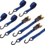 Spanngurt-Set mit Klemmschloss, 4 Stück, blau, zur Ladungssicherung.