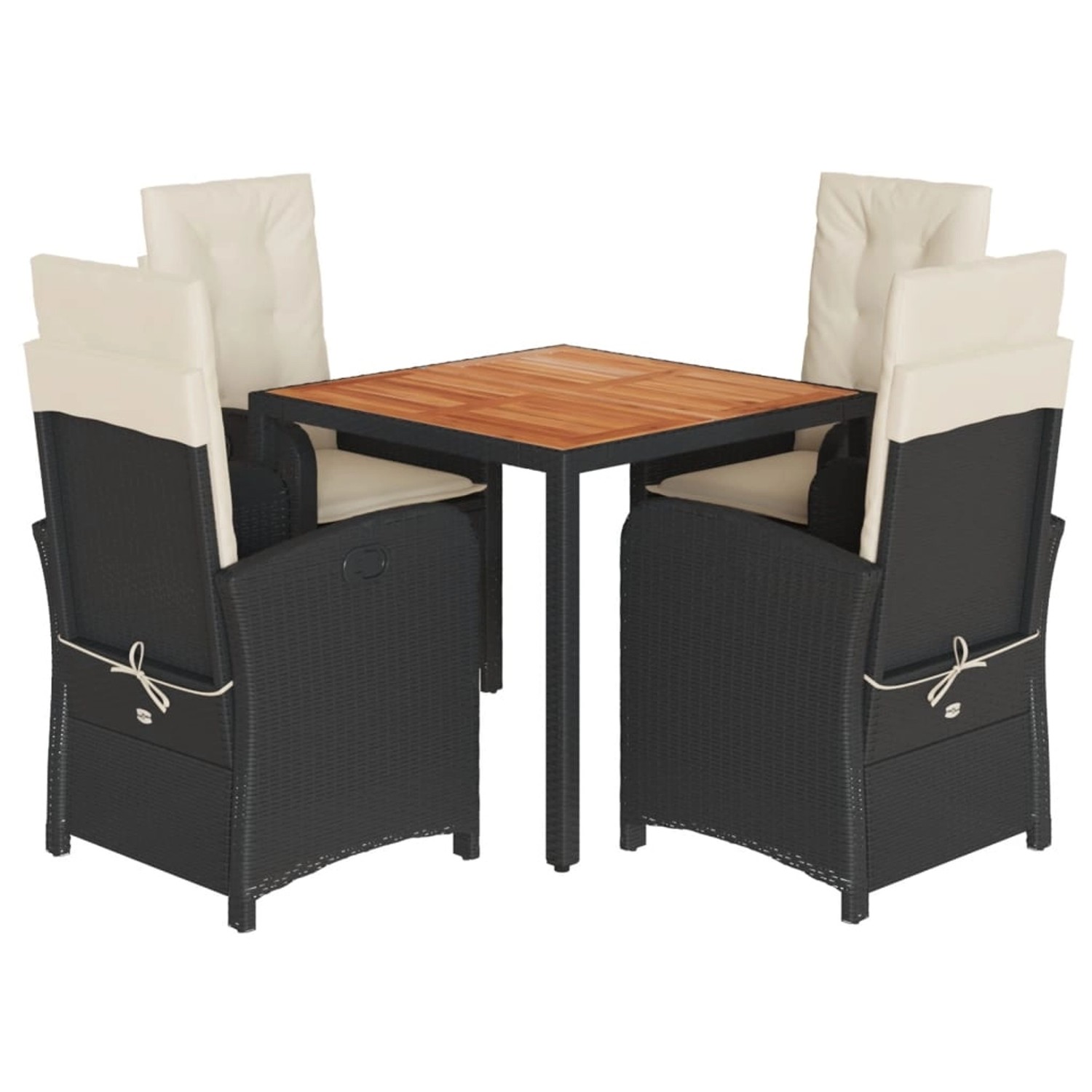 vidaXL 5-Tlg Garten-Essgruppe mit Kissen Schwarz Poly Rattan 3212222 günstig online kaufen