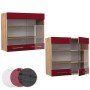 Vicco Küchenglasschrank Fame-Line in Bordeaux Hochglanz/Goldkraft Eiche, 80 cm breit.