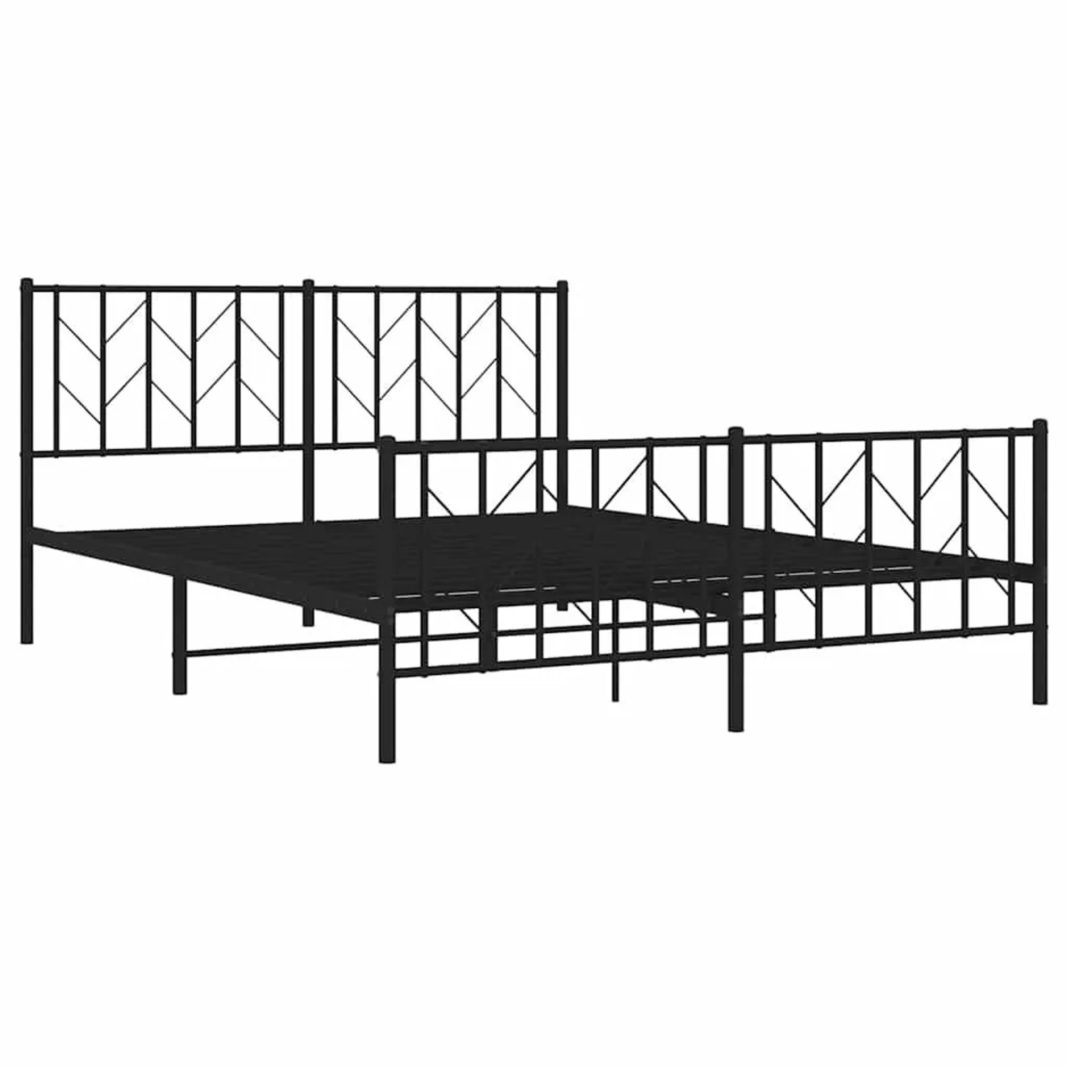 vidaXL Bettgestell mit Kopf- und Fußteil Metall Schwarz 150x200 cm 374457