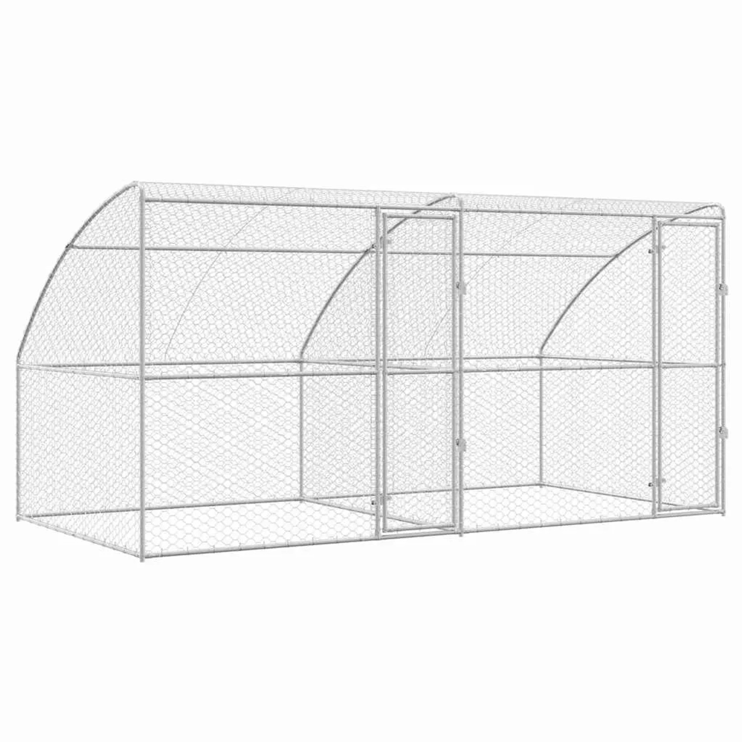 vidaXL Hundekäfig 2-Tlg Silber 4 x 2 x 2 m Verzinkter Stahl 3368333