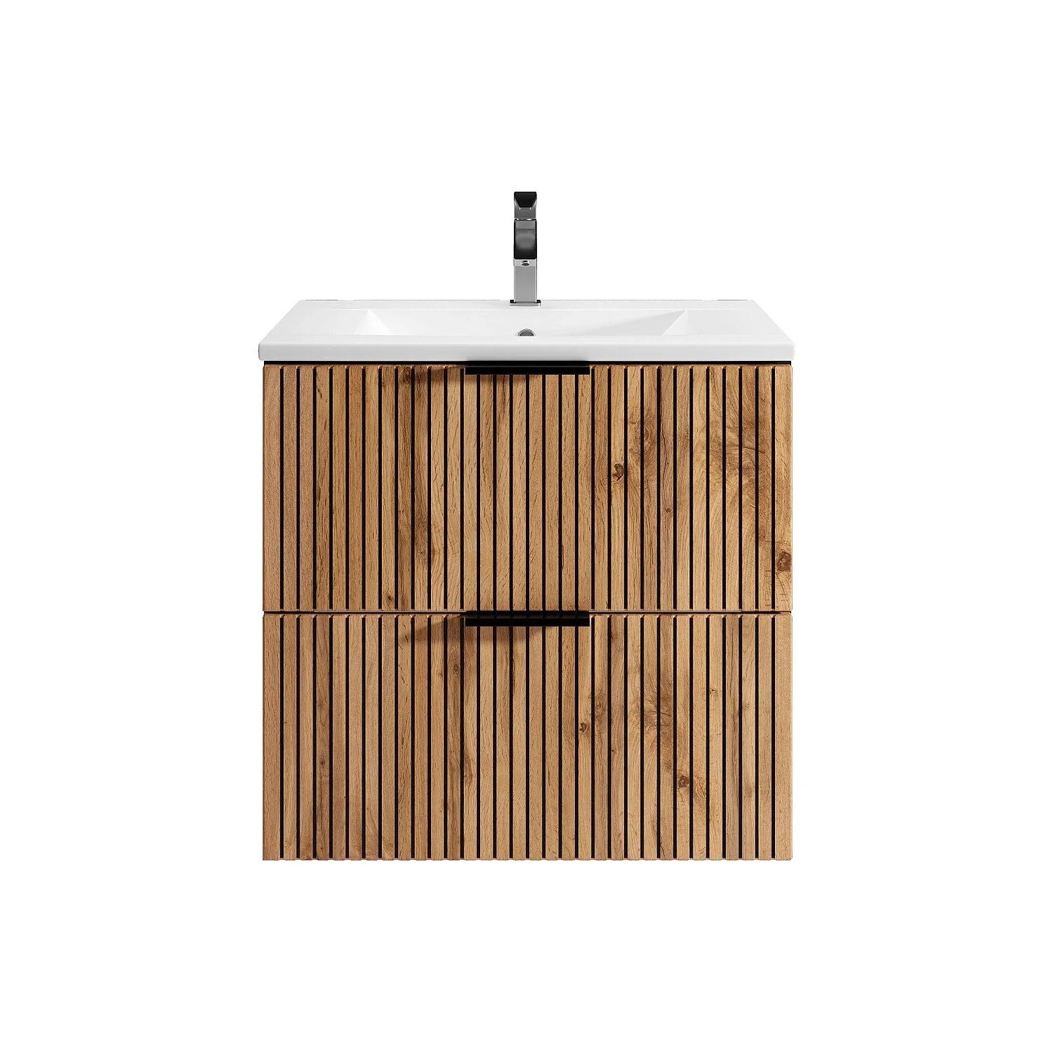 Vente-unique Einzelwaschtisch Madela Schwarz  Naturfarben Hell 60 cm