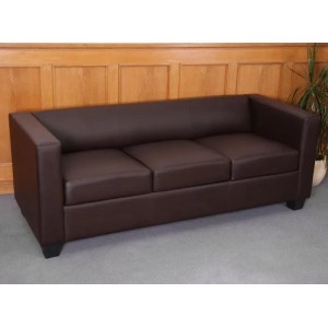 MCW 3er Sofa Lille in Coffee: Modernes 3-Sitzer Sofa mit Kunstlederbezug in Braun.