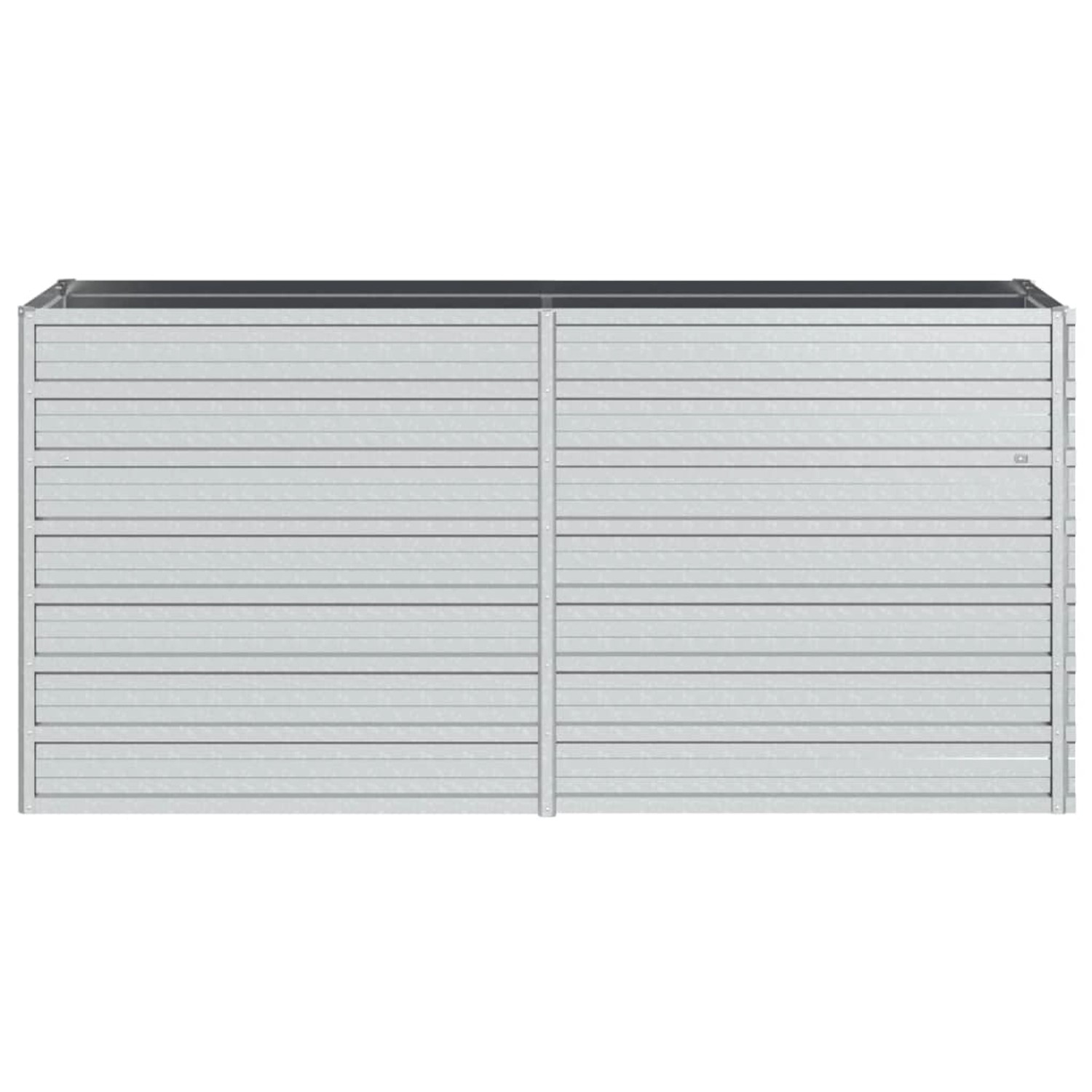 Silbernes furnicato Garten-Hochbeet aus verzinktem Stahl, 160x40x77 cm.