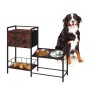 Relaxdays Futterstation Hunde MDF Eisen Edelstahl Schwarz Braun Erhöht Stauraum 76 cm x 90 cm x 27 cm